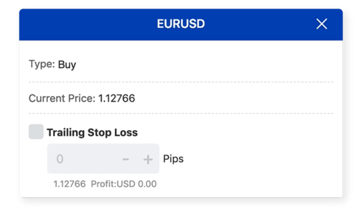 Un gif que muestra cómo usar el stop loss dinámico en Mitrade.